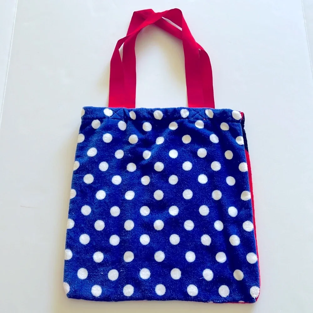 Disney White Minnie Mouse Terrycloth Bag Stars Dots Patriotic red white blue